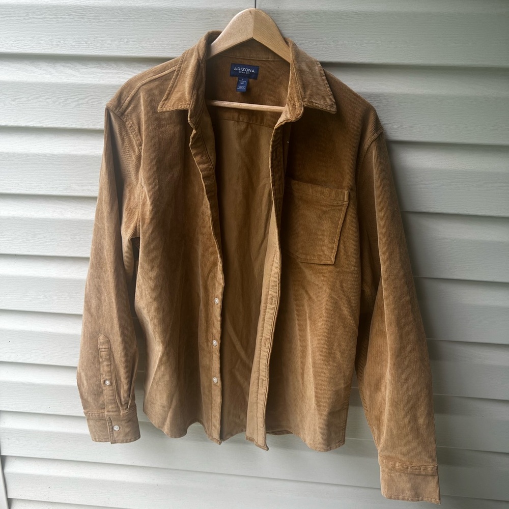 NWT Arizona Jeans Tan Corduroy Button Down Shacket